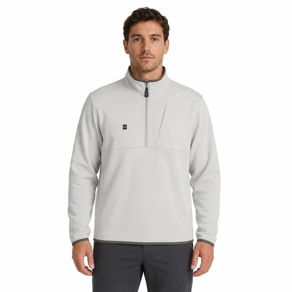 Under Armour Drive SweaterFleece HZ Mens Large Gray Quarter Zip Pullover 1383324